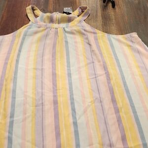 Torrid Yellow and Blue Buttoned Halter Sundress